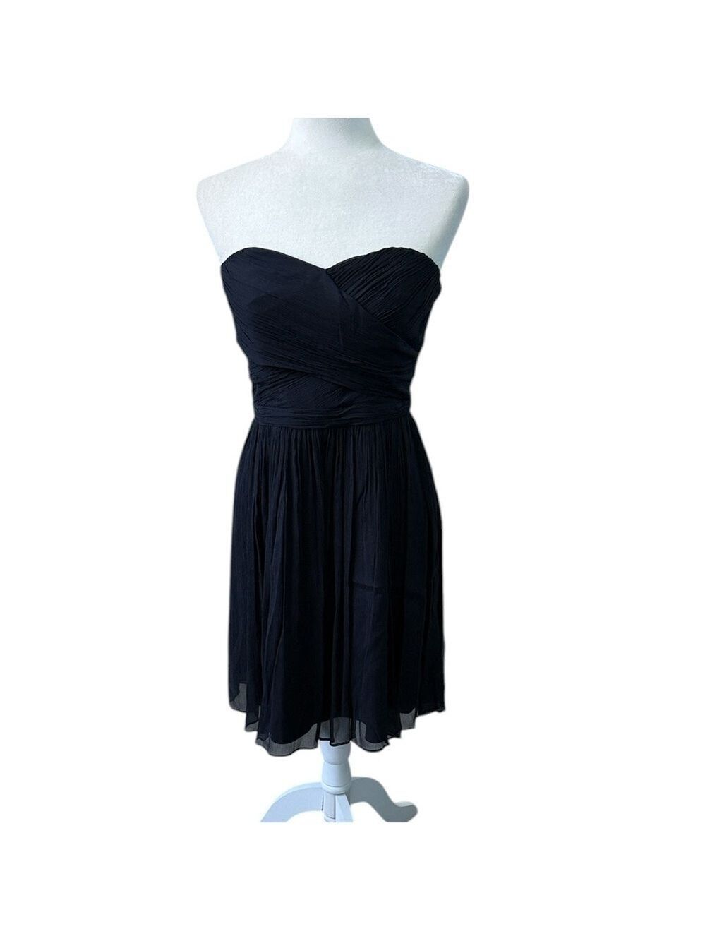J. Crew Arabella Navy Blue Silk Chiffon Strapless Mini Occasion Dress Size 6